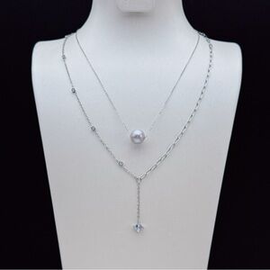 26X72 Handmade Freshwater Pearl Floating Stainless Steel Necklace Set